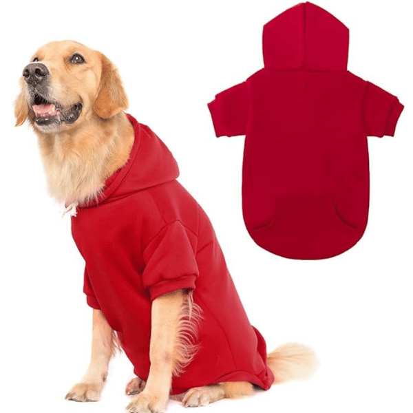 M185_Red Dog Hoodie with Leash Hole for Large & Small Dogs