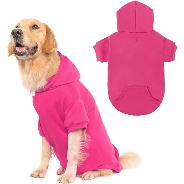 M183_Pink Dog Hoodie with Leash Hole for Large & Small Dogs