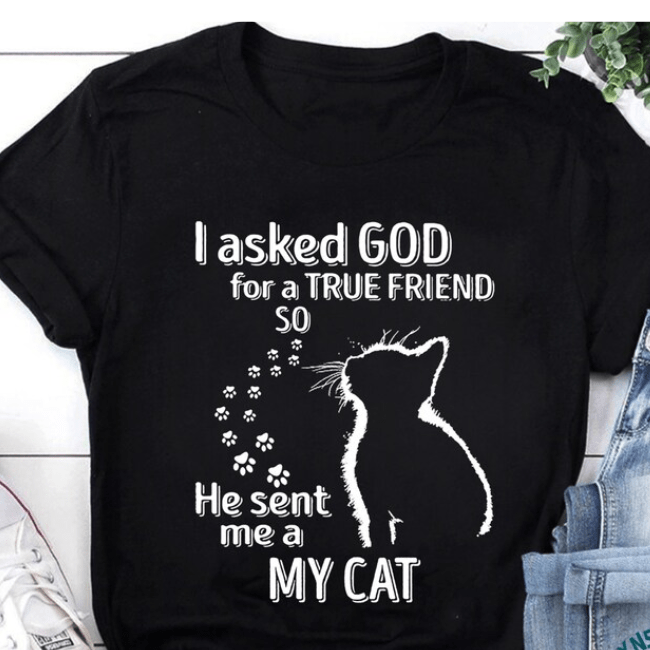 M176_I Asked God For A True Friend T-shirt