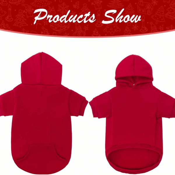 M185_Red Dog Hoodie with Leash Hole for Large & Small Dogs