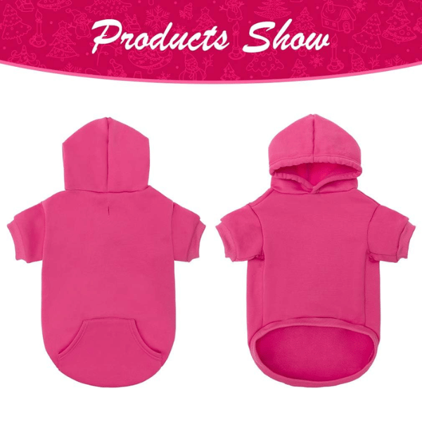M183_Pink Dog Hoodie with Leash Hole for Large & Small Dogs