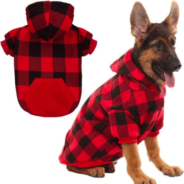 M180_Red Plaid Dog Hoodie