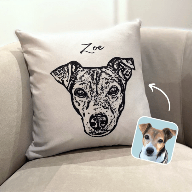 Custom Pet Pillow Using Pet Photo with Name