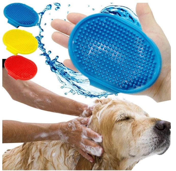 Bathing and Grooming Hand Brush with Rubber Bristles