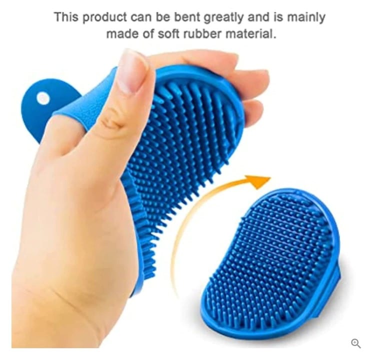 Bathing and Grooming Hand Brush with Rubber Bristles